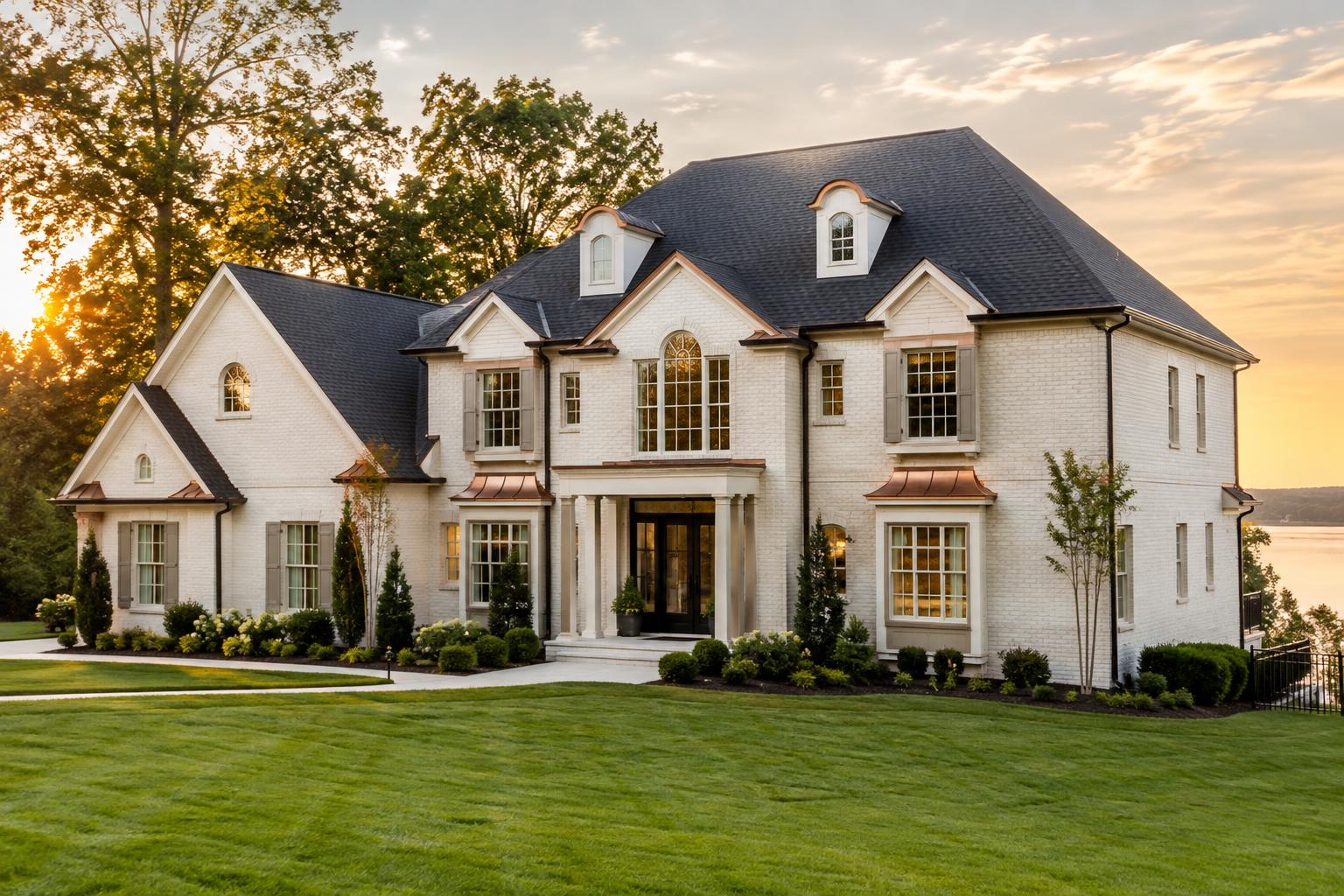 Slate roof with copper valleys on a historic home